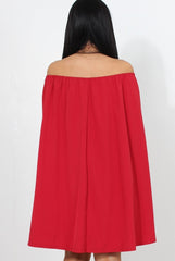 Red Off The Shoulder Cape Dress-Verity-Dresses