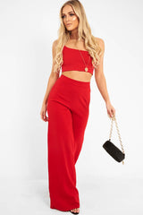 Red One Shouldered Crop Top - Kamri-Crop Tops