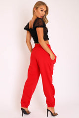 Red Oversized Joggers - Erica-Joggers