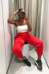 Red Oversized Joggers - Erica-Joggers