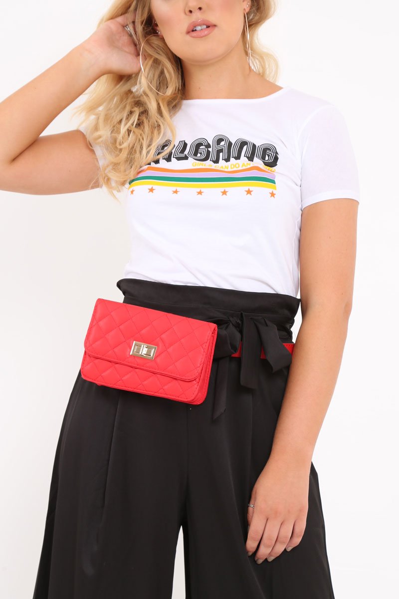 Red PU Buckle Bum Bag Belt - Luva-Bags