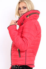 Red Padded Coat - Zara-Coats