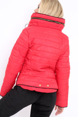 Red Padded Coat - Zara-Coats