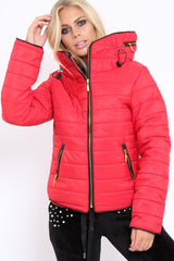 Red Padded Coat - Zara-Coats