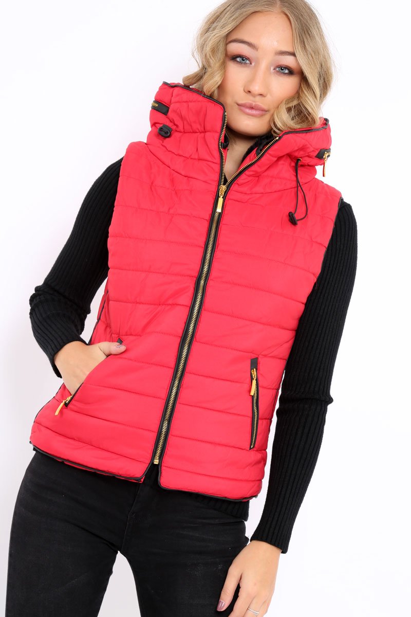 Red Padded Gilet - Ariella-Jackets