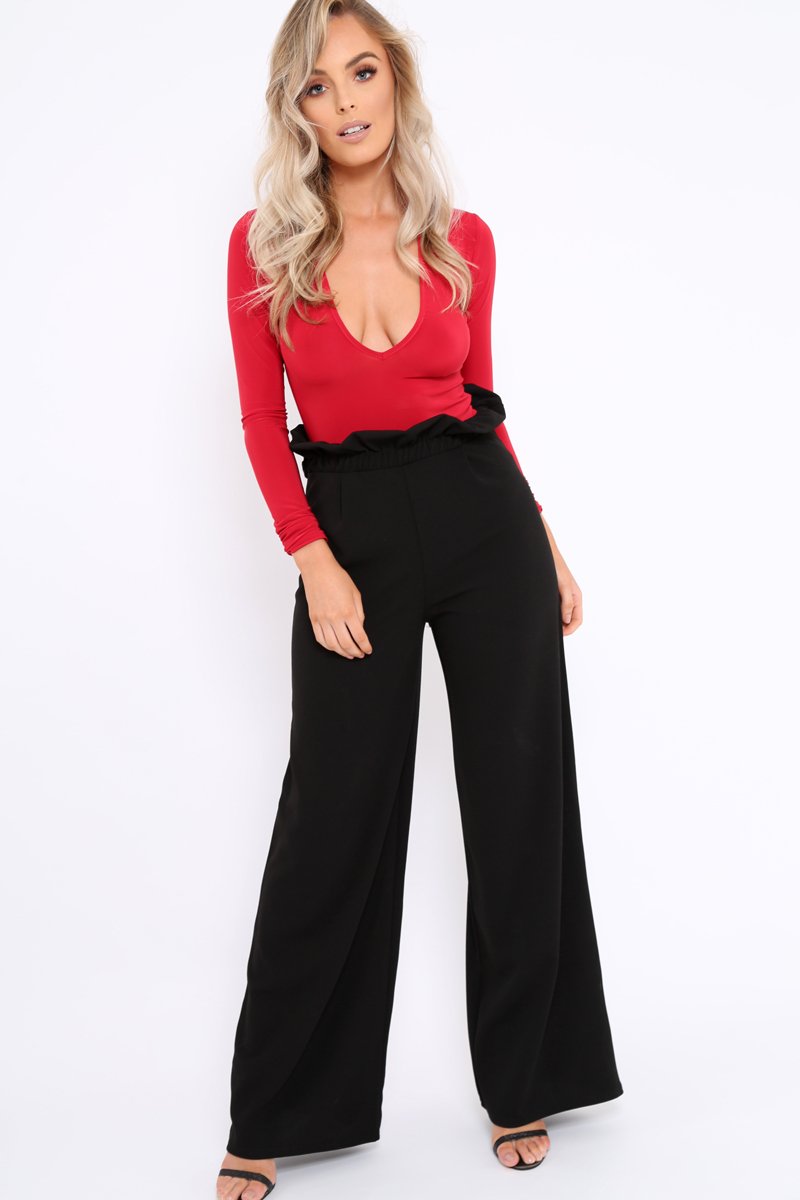 Red Plunge Bodysuit - Betty-Bodysuits