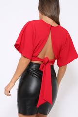 Red Plunge Crop Top - Suzanne-Crop Tops