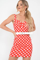 Red Polka Dot Bodycon Dress - Madalyne-Dresses