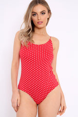Red Polka Dot Bodysuit - Tari-Bodysuits