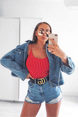 Red Polka Dot Bodysuit - Tari-Bodysuits