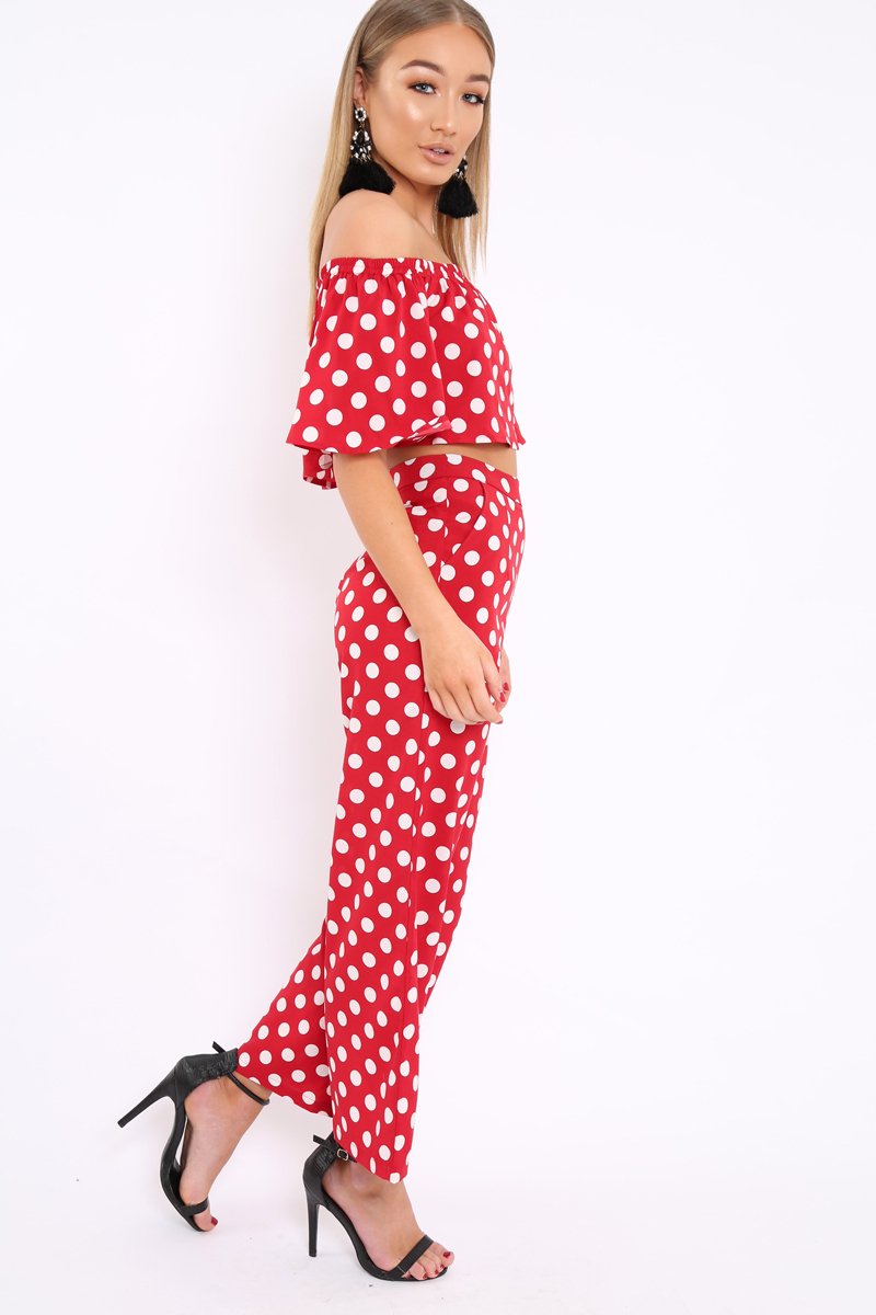 Red Polka Dot Co-Ord Set - Iselle-Co-ords