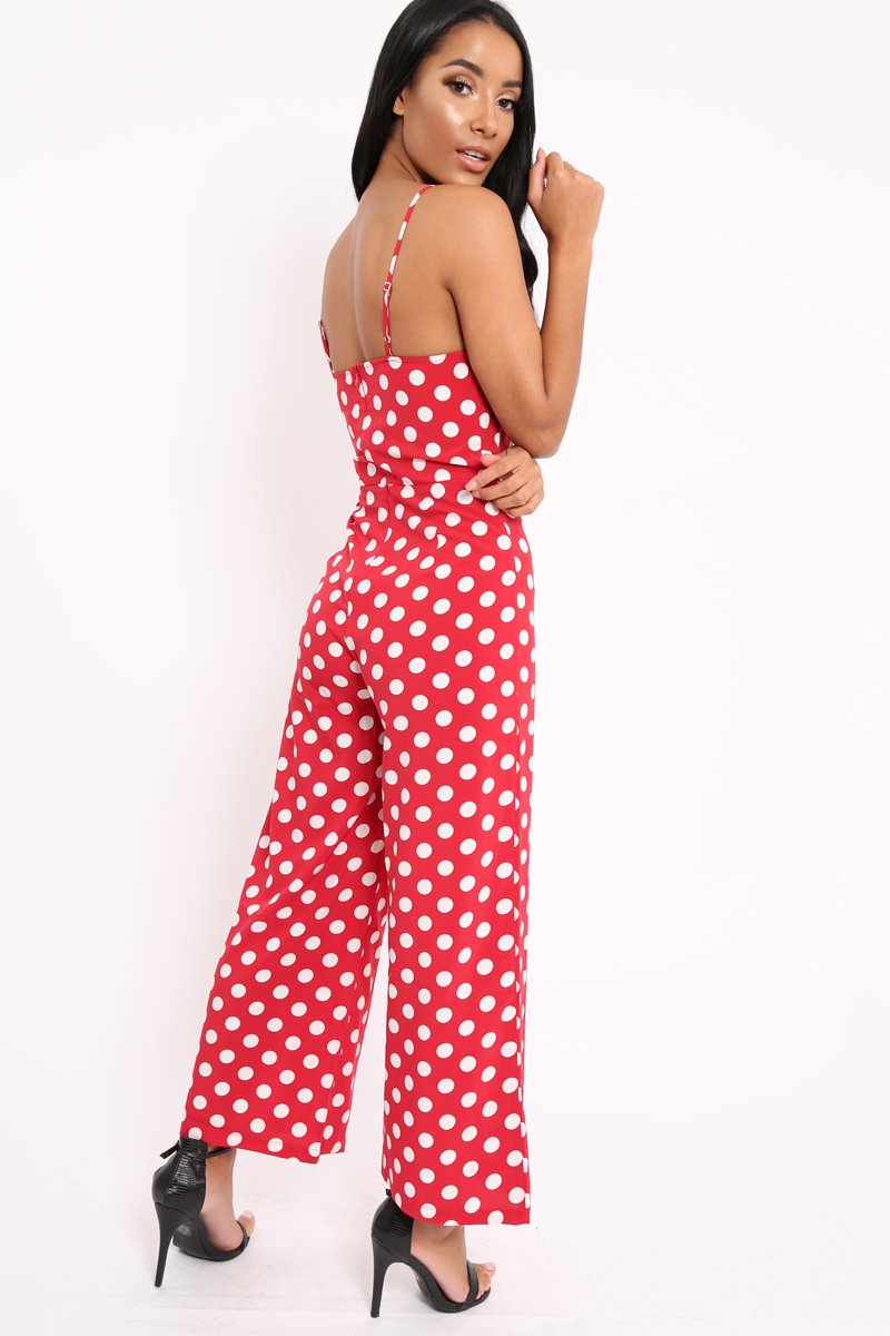 Red Polka Dot Jumpsuit - Witney-Jumpsuits