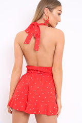 Red Polka Dot Shorts and Halterneck Co-ord - Alivia-Co-ords