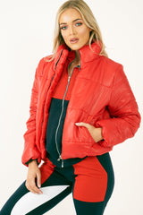 Red Puffer Coat - Alyssa-Coats