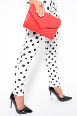 Red Quilted Envelope Clutch Bag - Evelina-Bags