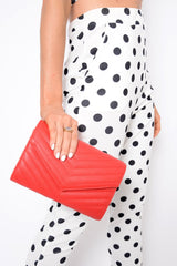 Red Quilted Envelope Clutch Bag - Evelina-Bags