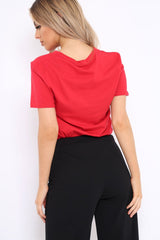 Red Rebellious Slogan T-shirt - Casey-Tops