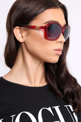 Red Retro Rounded Frame Sunglasses - Liza-Sunglasses