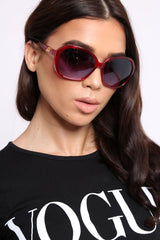 Red Retro Rounded Frame Sunglasses - Liza-Sunglasses