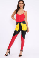 Red Ribbed Popper Front Bodysuit - Baylee-Bodysuits