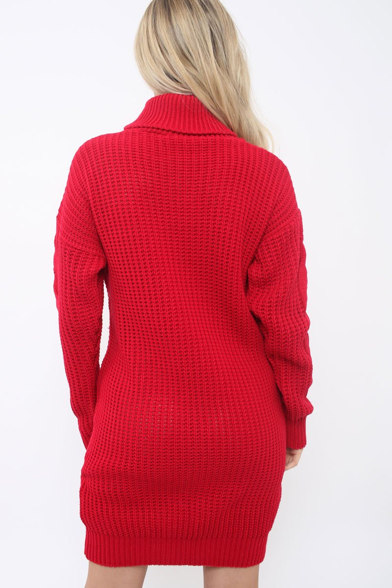 On A Roll - Red Lurex Knitted Jumper Dress – DLSB