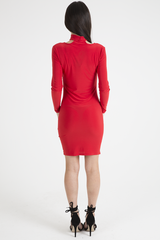Red Ruched Choker Bodycon Dress - Primrose-Dresses