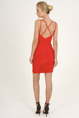 Red Ruched Side Dress - Alera-Dresses