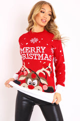 Red Rudolph Merry Christmas Jumper - Kimmie-Jumper