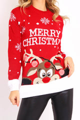 Red Rudolph Merry Christmas Jumper - Kimmie-Jumper