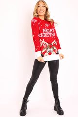 Red Rudolph Merry Christmas Jumper - Kimmie-Jumper