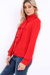 Red Ruffled Blouse - Corda-Tops