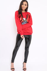 Red Sequin Embellished Rock Eagle Slogan Sweatshirt - Zaria-Sweatshirts