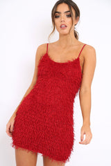 Red Shimmery Shaggy Dress - Sophie-Dresses