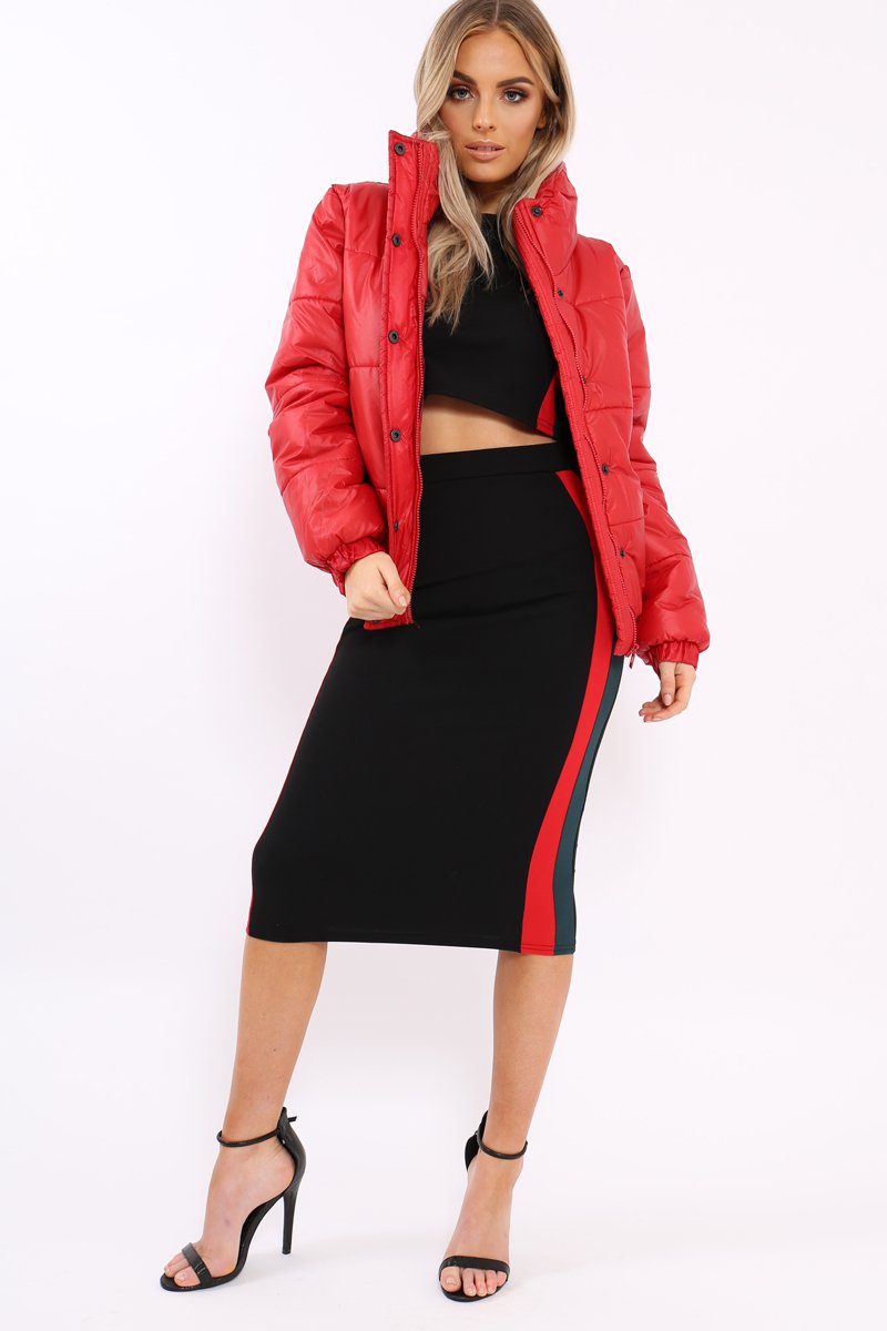 Red Shiny Puffer Coat - Penny-Coats