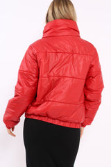 Red Shiny Puffer Coat - Penny-Coats