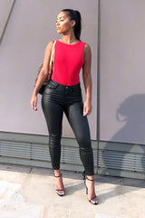 Red Side Boob Bodysuit - Adrionna-Bodysuits