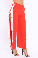 Red Side Popper White Stripe Trousers - Nazneen-Trousers