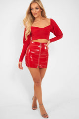 Red Slinky Off Shoulder Crop Top - Danni-Crop Tops