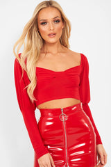 Red Slinky Off Shoulder Crop Top - Danni-Crop Tops