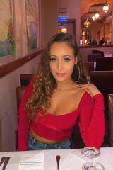 Red Slinky Off Shoulder Crop Top - Danni-Crop Tops