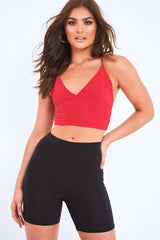 Red Slinky Plunge Bralet - Bobbi-Crop Tops