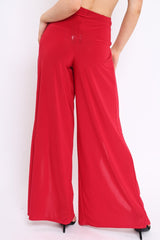 Red Slinky Split Front Trousers - Karly-Trousers