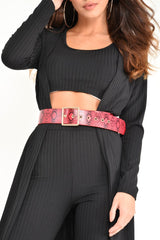 Red Snake Print Wide Belt - Nayelie-Belts
