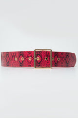 Red Snake Print Wide Belt - Nayelie-Belts