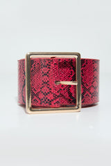 Red Snake Print Wide Belt - Nayelie-Belts