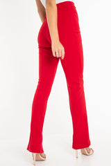 Camel Split Front Flared Trousers - Florie – Rebellious Fashion
