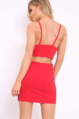 Red Sports Trim Bralet and Skirt Co-ord - Evangeline-Co-ords