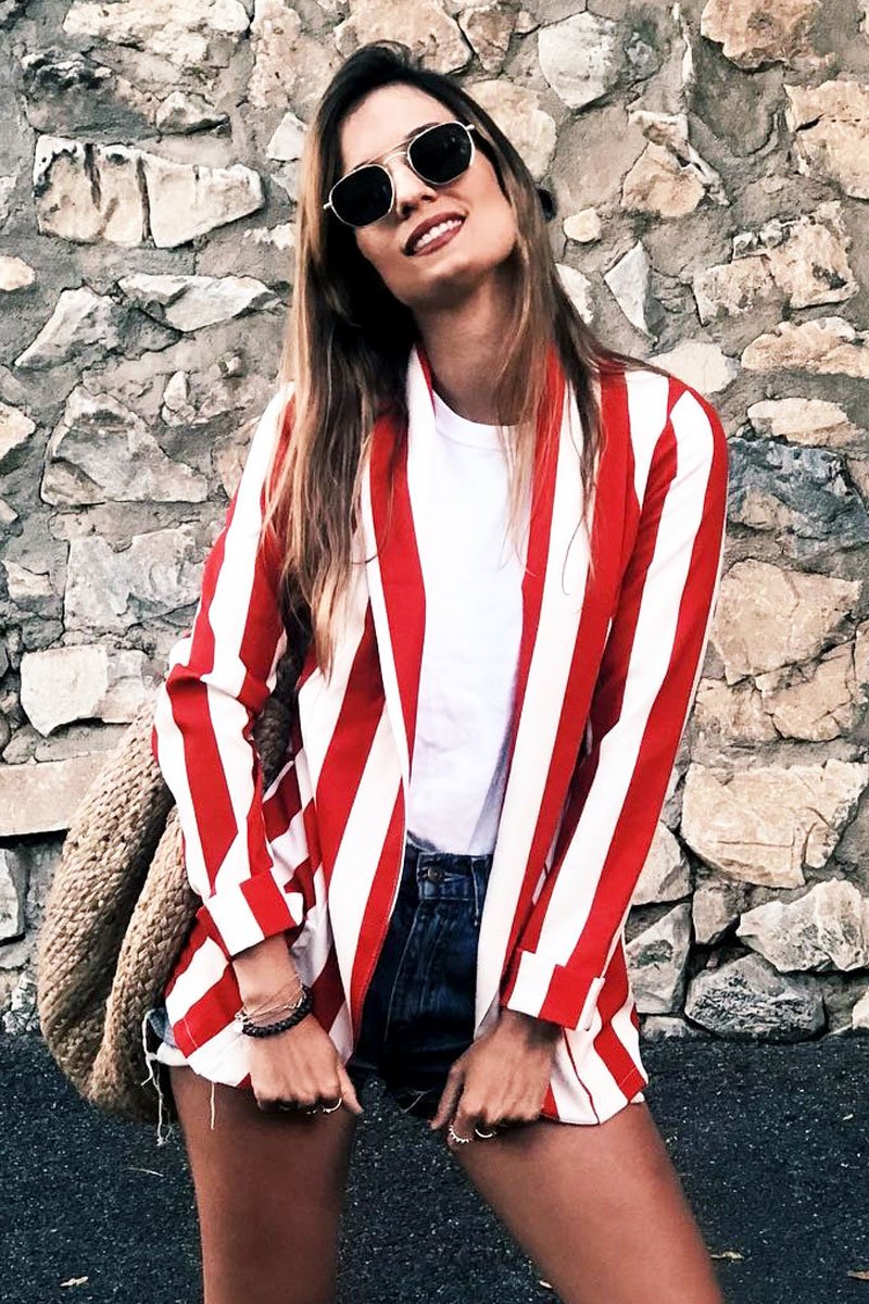Red Stripe Blazer - Rockie-Jackets
