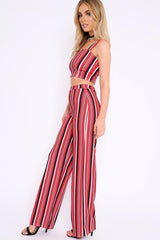 Red Striped Crop Top and Trousers Co-ord Set - Kimmy-Co-ords