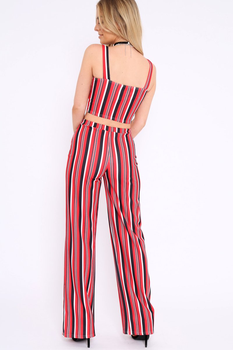 Black and White Stripe Crop Top and Trousers Co-ord Set - Kimmy –  Rebellious Fashion